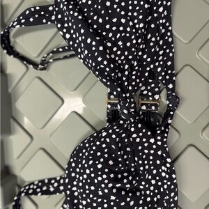 Time and Tru Black with White Dots Bikini Top
